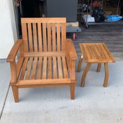 Marina Teak Wood Patio Chair And Side Table