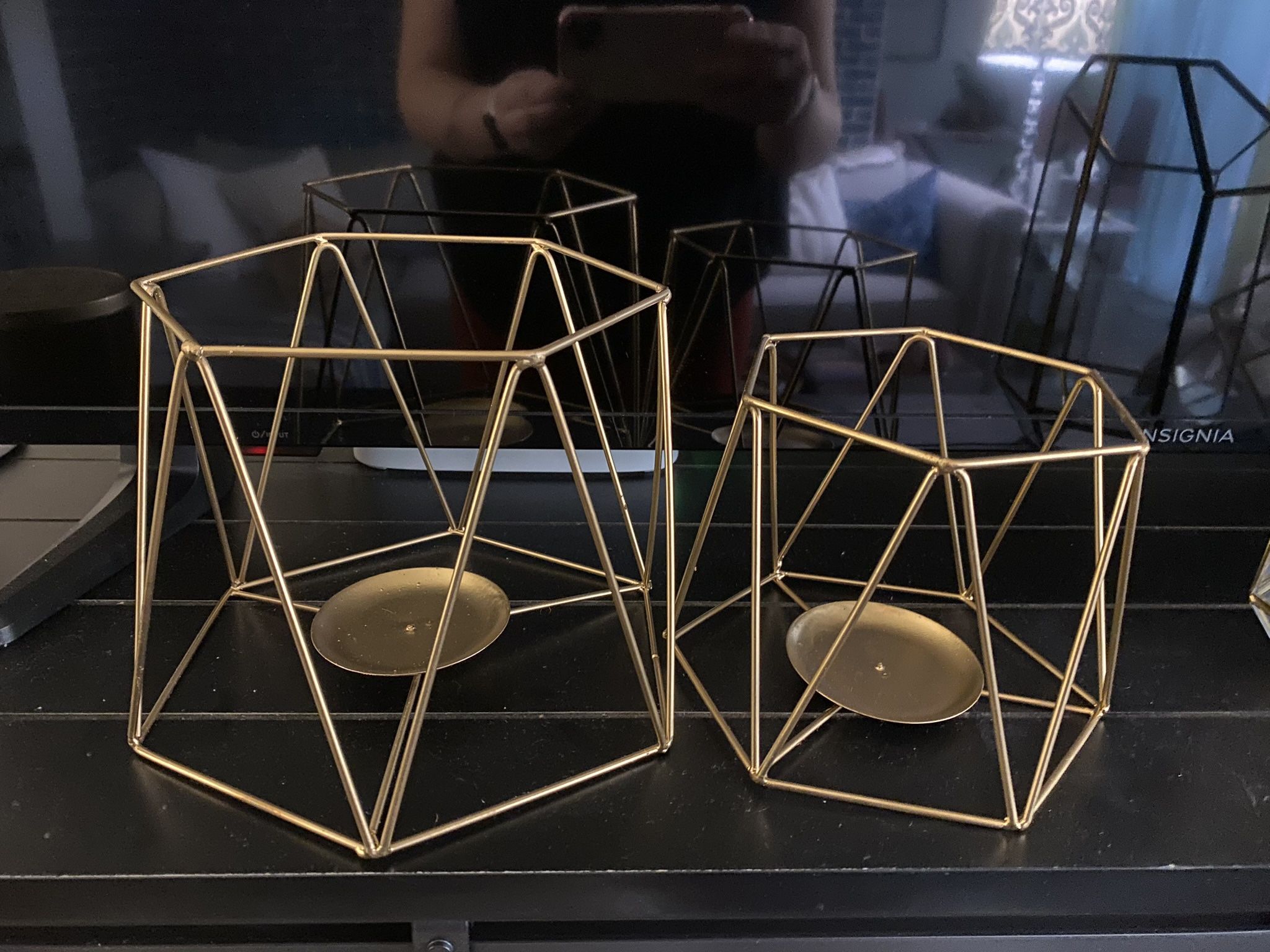 Gold Wire Centerpiece Candle Holders