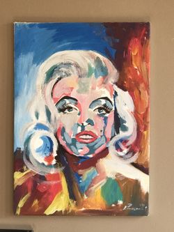 Marlin Monroe original painting on canvas size 16x23