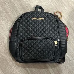 betsey johnson black and pink inside backpack  