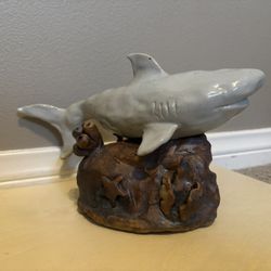Handmade Ceramic Shark Sculpture – Ocean Themed Art Piece