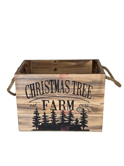 Christmas Tree Farm Wooden Box Crate Tree Collar Floral Centerpiece