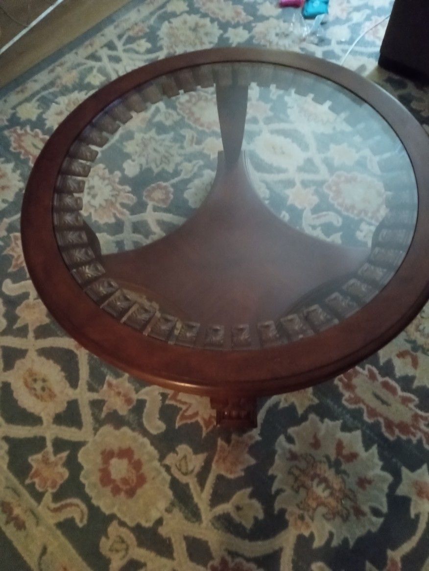 Wood Table With Glass Top