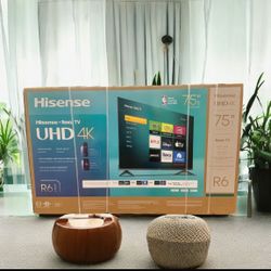 HD263 75” Hisense smart 4k Roku led tv Floor Model Display 