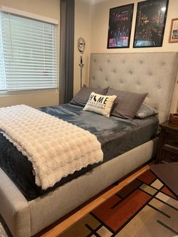 Mitchell Gold + Bob Williams Layla Upholstered Queen Bed and Beautyrest Recharge Shakespeare Collection Queen Size Mattress
