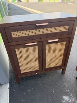 Costway 1/2 PCS Buffet Cabinet Sideboard Storage Cabinet Rattan Doors