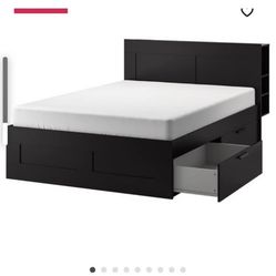 Queen Black  IKEA Bedframe And Mattress