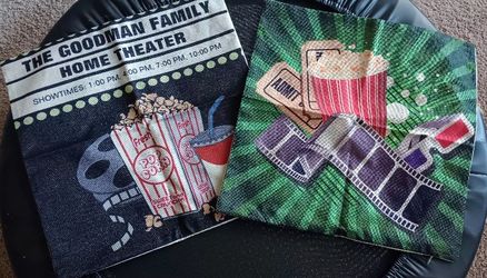 2 Throw Pillow Cover Theme Home Movie Theater 