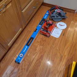 Milwaukee M18 'Fuel' 7 1/4' Circular Saw,  'Fuel' 'Surge' 1/4"  Hex Impact Driver, Empire 48" Digital Level