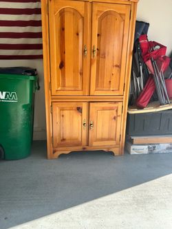 Pine Wood Armoire Cabinet