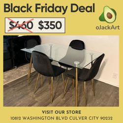 Gold Glass Modern Dining Set With Velvet Chairs Thanksgiving 
