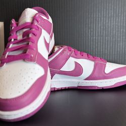 Size 8W - Nike Dunk Low Next Nature - White/Hot Fuchia