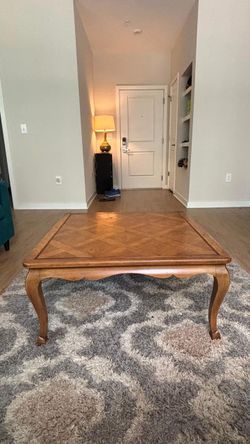 Queen Anne Style Wooden Coffee Table - 34 inch square