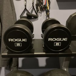 Brand New Pair Of 25 Lb Rogue Urethane Dumbbells
