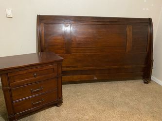 King Sleigh Bedroom Set. With Two Nightstands. Purchased from Costco.