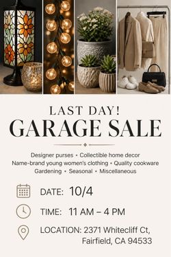 Last Day Garage Sale 10/4