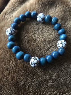 Blue Wooden Bead Bracelet