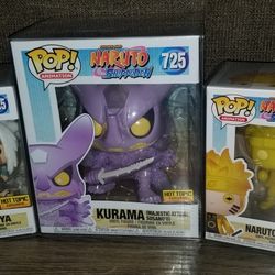 Funko pop naruto shippuden naruto, jiraiya, kurama  majesty susano With protector Cases 