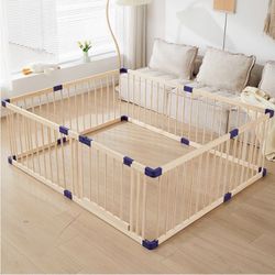 Large Playpen for Babies and Toddlers Kids Portable Wooden with Door,Pet Cats Dogs Playpen Play Fence with Door,Baby Safety Play Birthday Gift