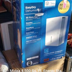NEW IN THE BOX

Midea 4,500 Sq. Ft.Dehumidifier for Basement, With Reusable Air Filter 50 Pint - Ideal For Basements, Large & Medium Sized Rooms, And 