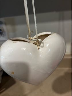 6” ceramic heart planter