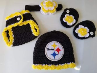 Crochet Baby Girl Pittsburgh Steelers Football Inspired Outfit Photo Prop