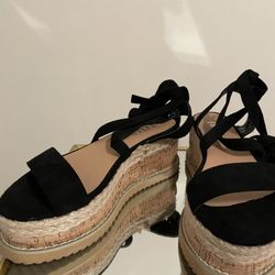 Black platform sandals