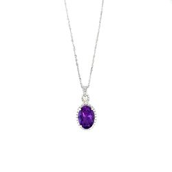 Silver 925 Amethyst/Cz Necklace