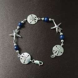 Solid Sterling Silver Sand Dollar Starfish Bracelet