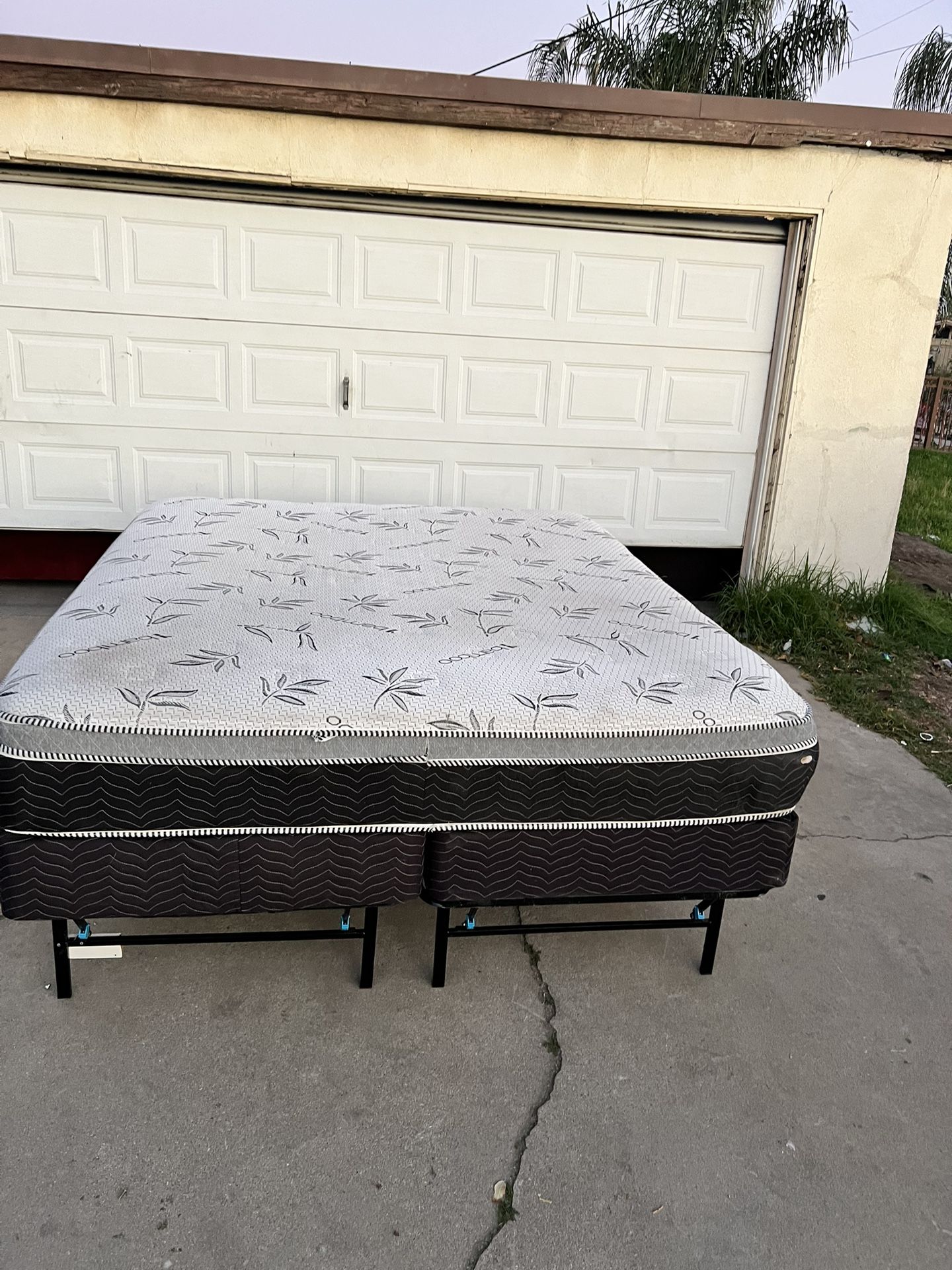 King metal frame with mattress and Box spring