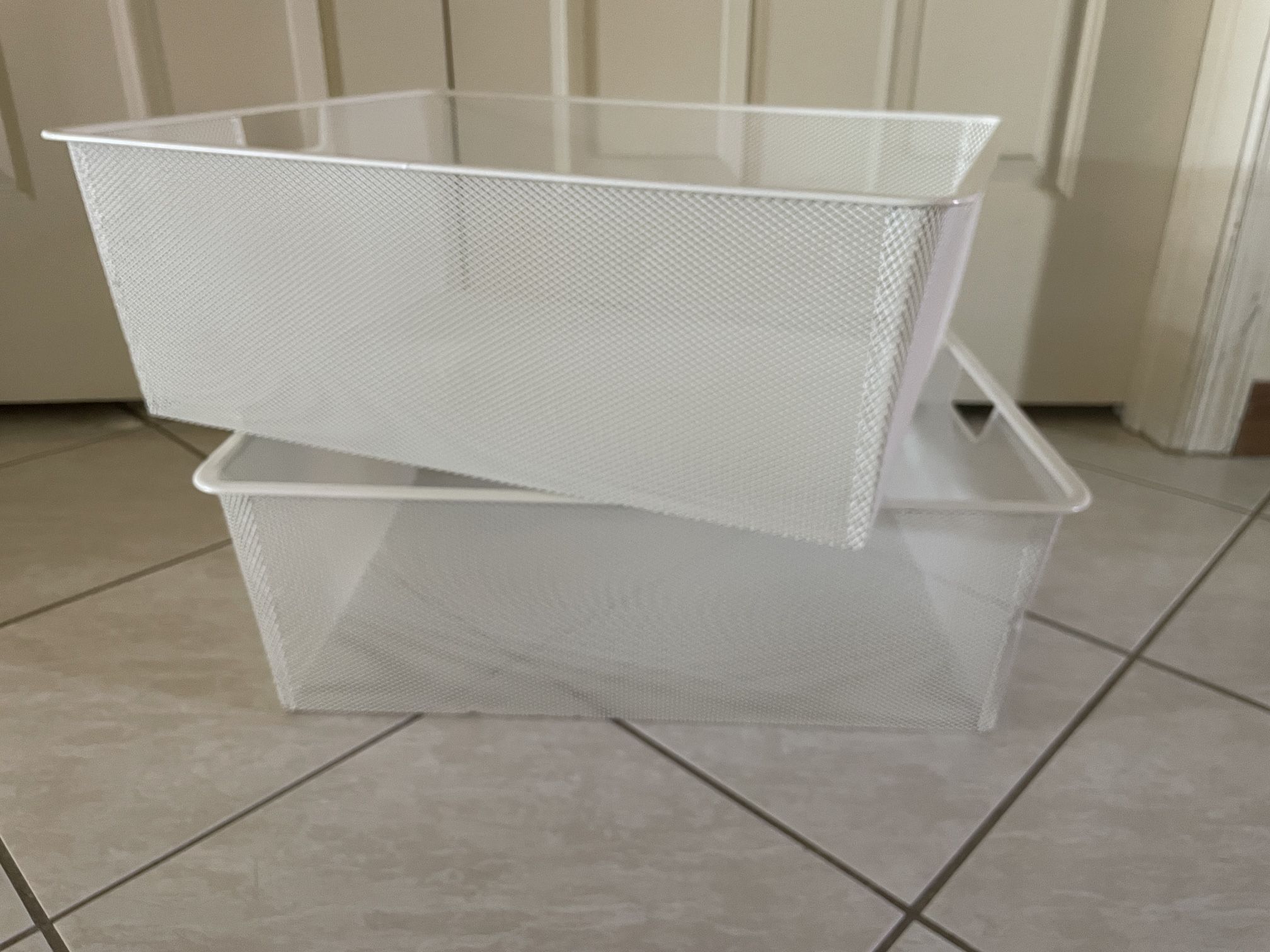 Pair Of Elfa Utility Large Mesh Basket White