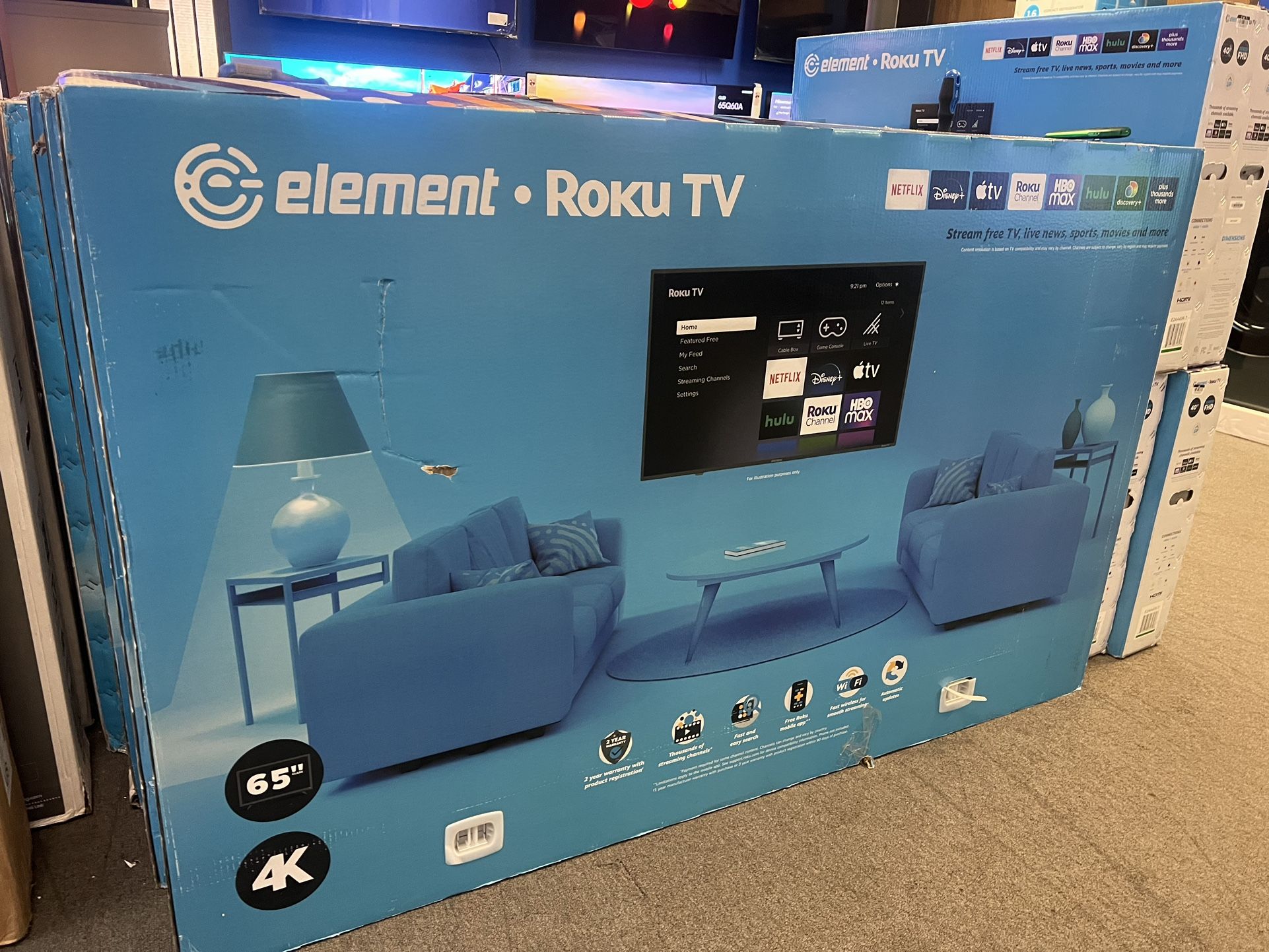 Element 65” 4K Roku Tv