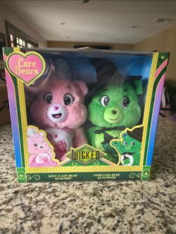 Care Bears x Wicked Love-A-Lot Bear as Glinda & Good Luck Bear as Elphaba 2-Pack Plush Set