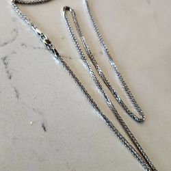 New | 14k White Gold 2.0mm x 2.0mm Modern Wheat Chain ◇ ITALY