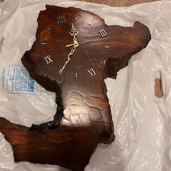 Midcentury Mid century Burl Wood Wall Clock