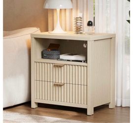 Nightstand with 2 Drawers and Charging Station