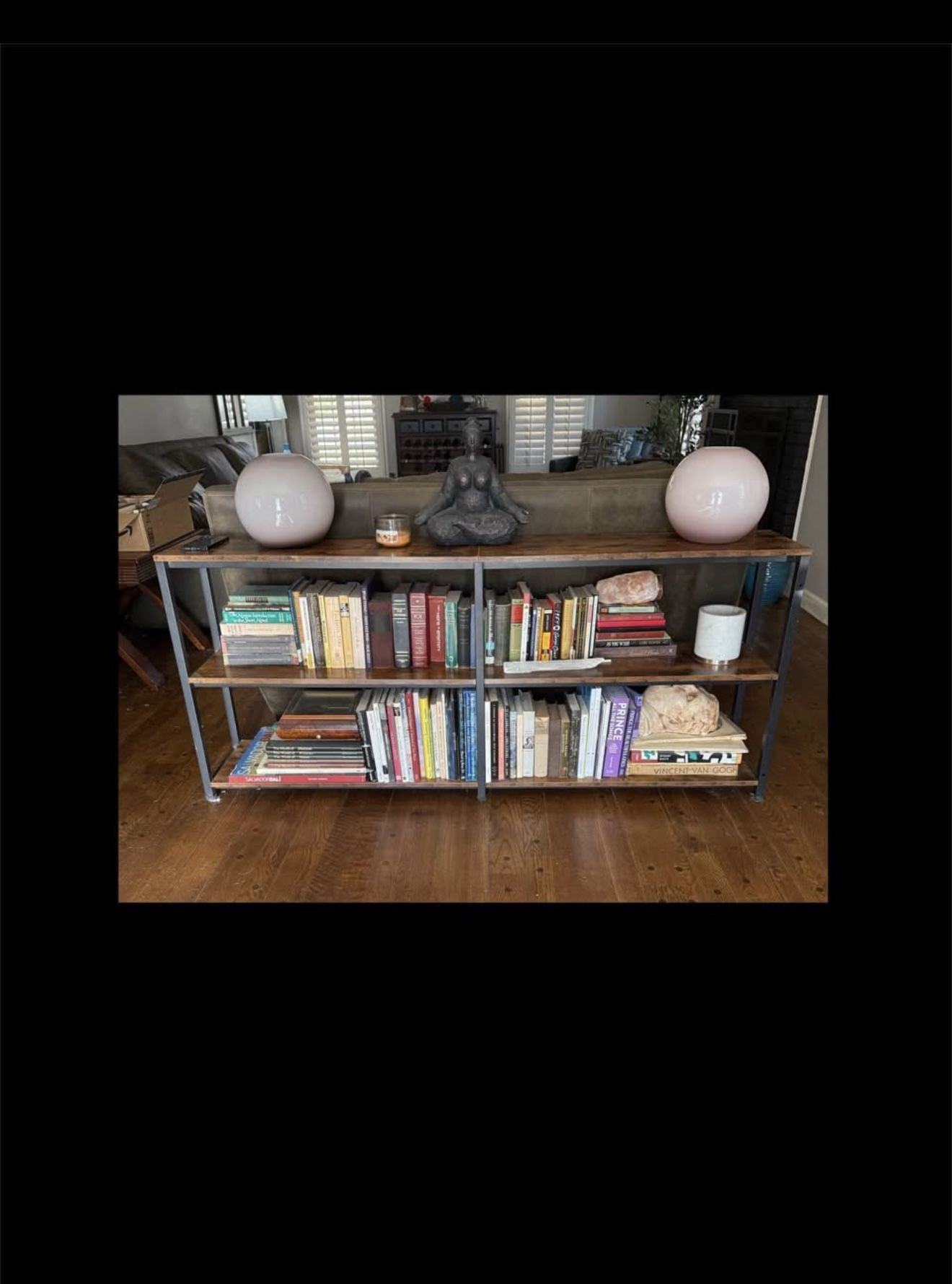 Industrial Book Shelf Sofa Console Table 71” x 32” x 12” (2 available)