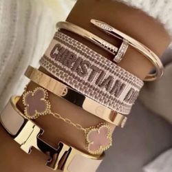 Nail Bracelet, Stack Bracelets, Stainless Steel Gold Bracelet 