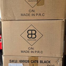 15 Boxes of Dripstone CAT6 1000ft Bulk Ethernet Cable 23AWG Solid CCA UTP 550MHz- Black 