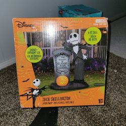 6 Foot Tall Led Light Up Inflatable Jack Skellington 