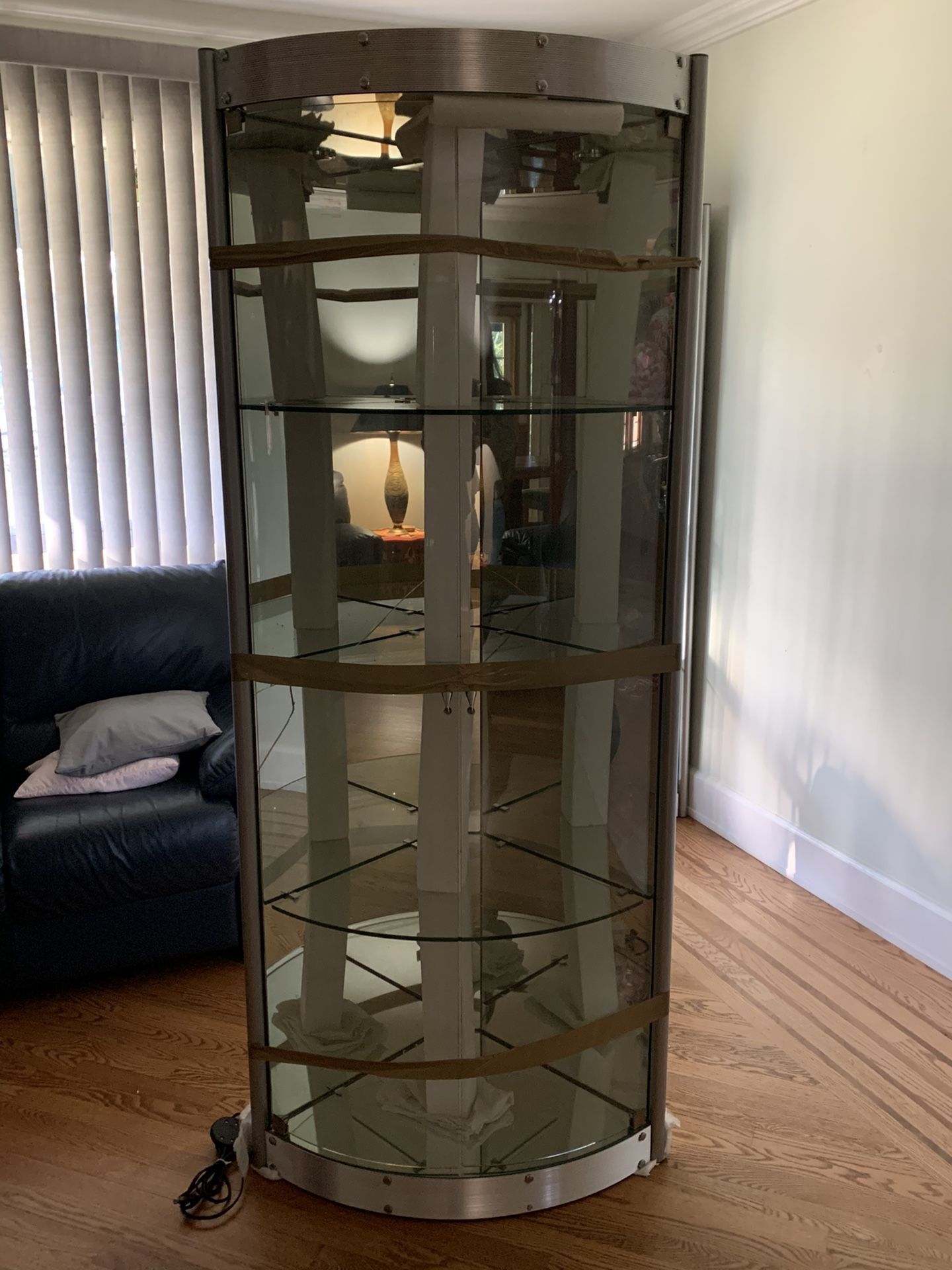 Mirrored glass corner curio cabinet