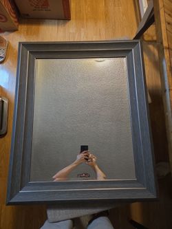 Large Wall Mirror with Gray Wood Frame