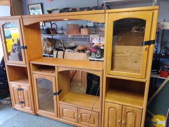 Wood Entertainment Center with Display Lights