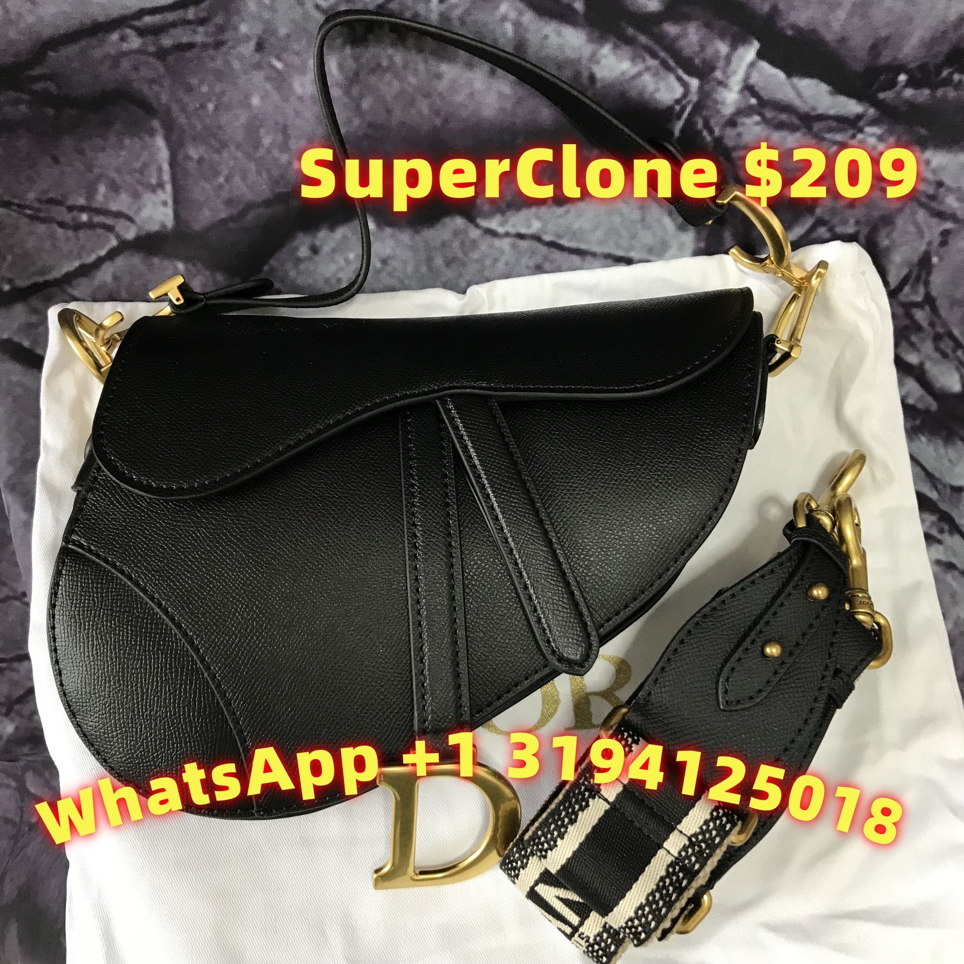Christian Dior Shoulder Bag Blue Leather
