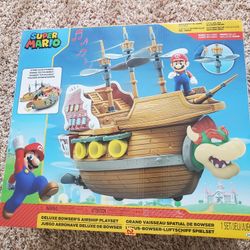 NEW Super Mario Action Deluxe Bowser's AirShip Playset With Mario Figure. Condition is New. 