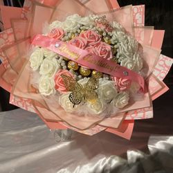 Happy Birthday Pink And White Forever Roses Arrangement