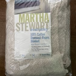 Martha Stewart Everyday 100% Cotton Diamond Weave Queen/King Blanket 