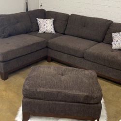 Chenille L Shape Sectional Sofa Couch With Ottoman (available For Same Day Pick Up) 