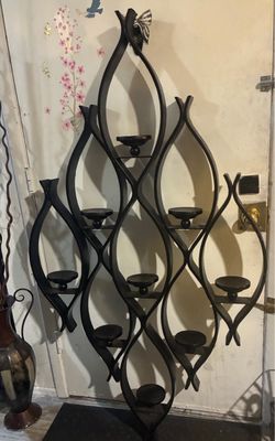 Large Black Metal Wall Candle Holder Sconce