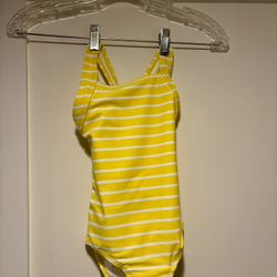 NWT Hanna Andersson Yellow & White Striped girls swimsuit 100cm Size 3/4